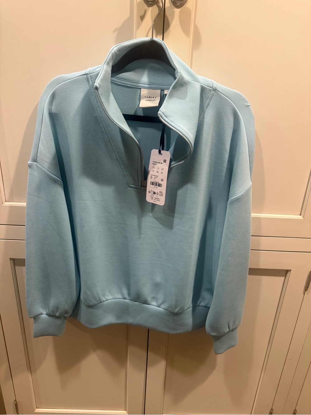 Varley Hawley half zip sweat porcelain blue